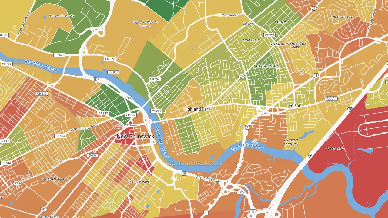 08904, NJ Map of Drug-Related Crime Rates