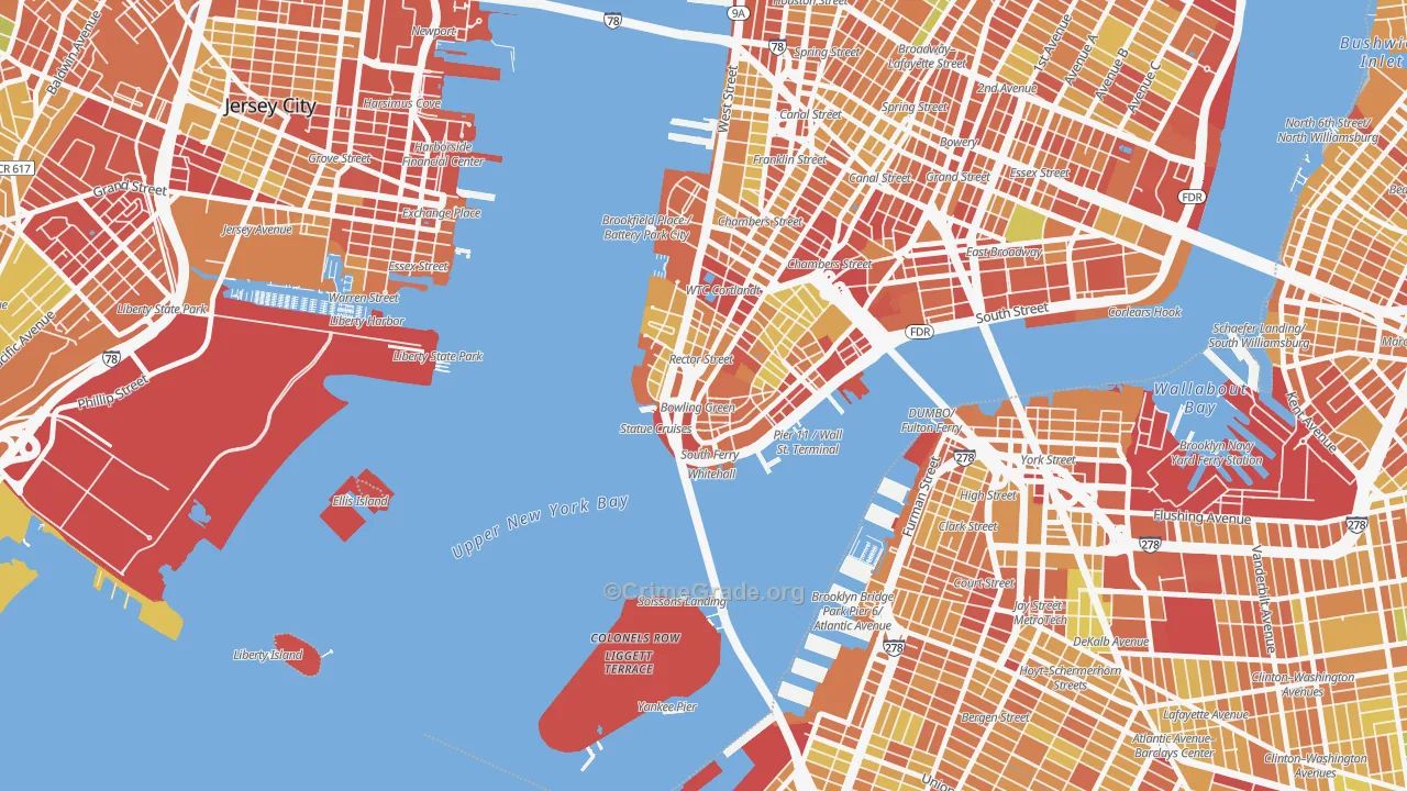 10004, NY Map of Drug-Related Crime Rates