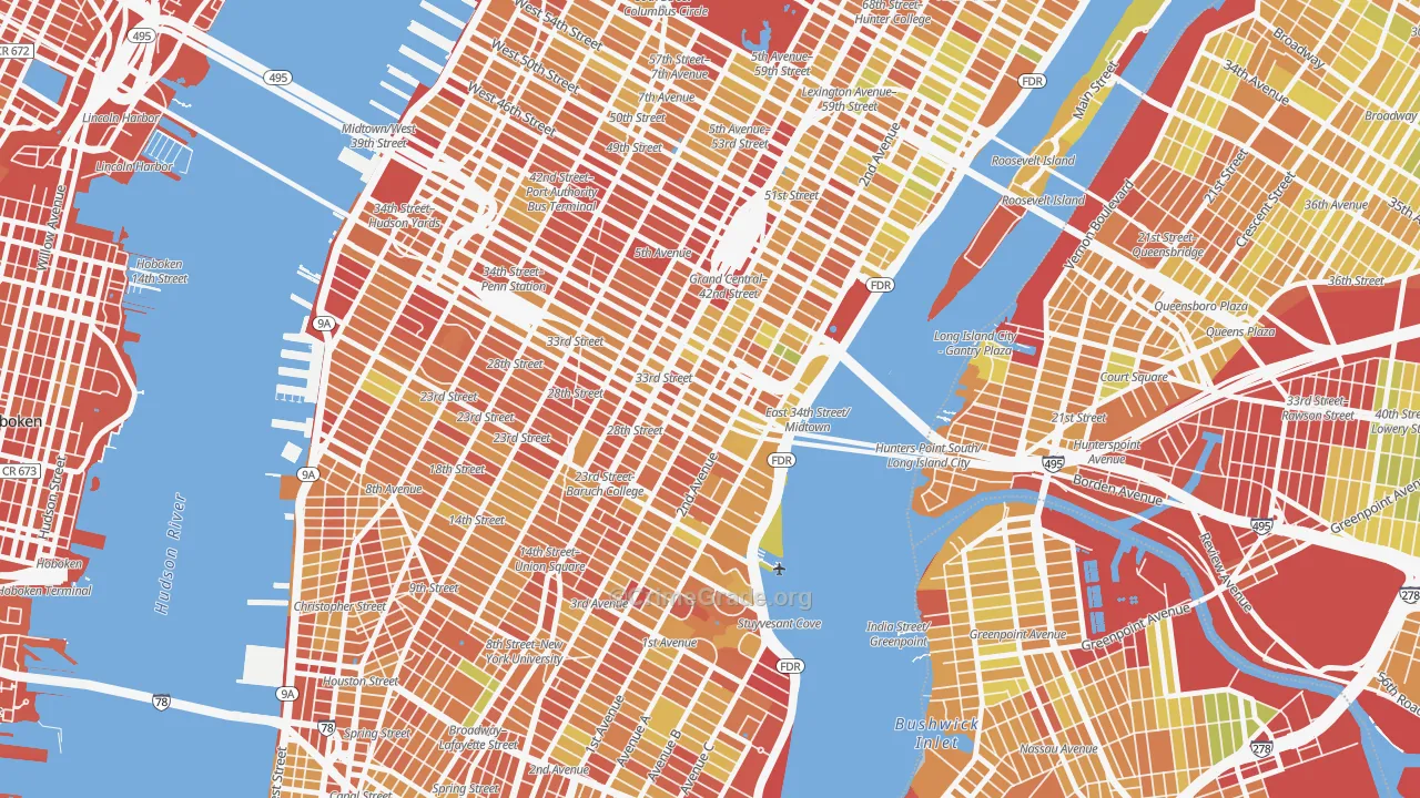 10016, NY Map of Drug-Related Crime Rates
