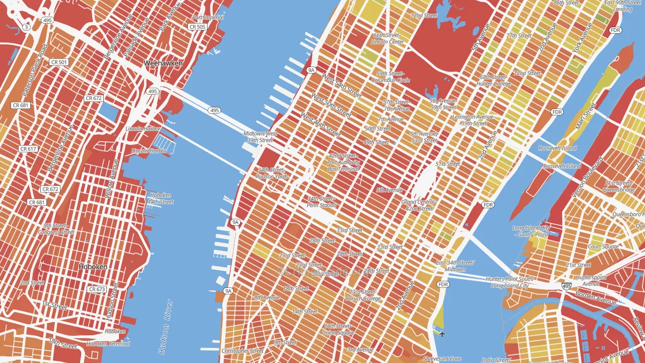 10018, NY Map of Drug-Related Crime Rates