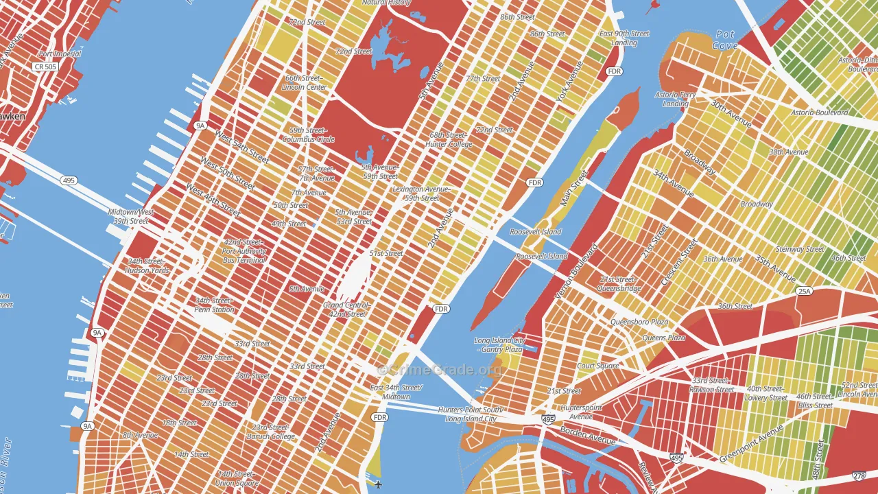 10022, NY Map of Drug-Related Crime Rates