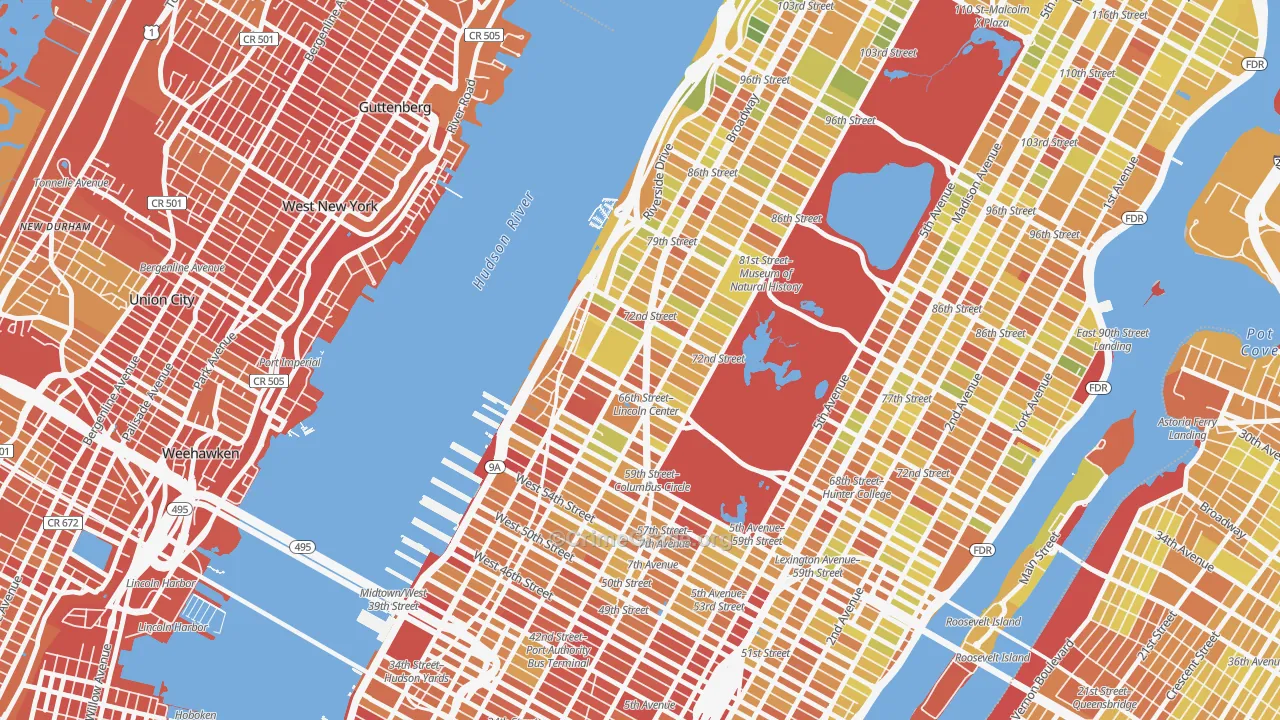 10023, NY Map of Drug-Related Crime Rates