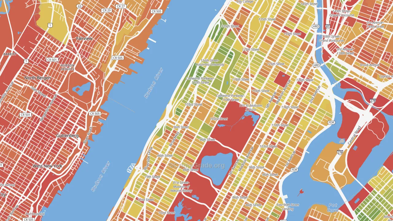 10025, NY Map of Drug-Related Crime Rates
