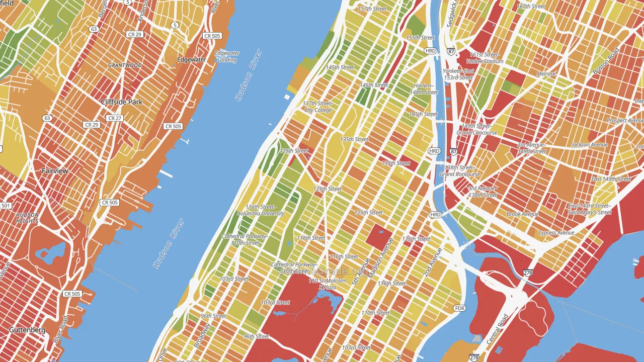 10027, NY Map of Drug-Related Crime Rates