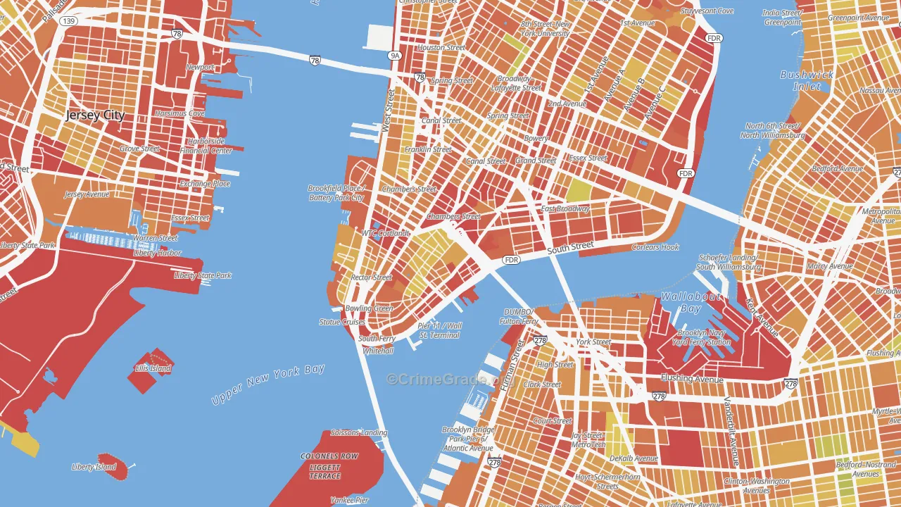 10038, NY Map of Drug-Related Crime Rates