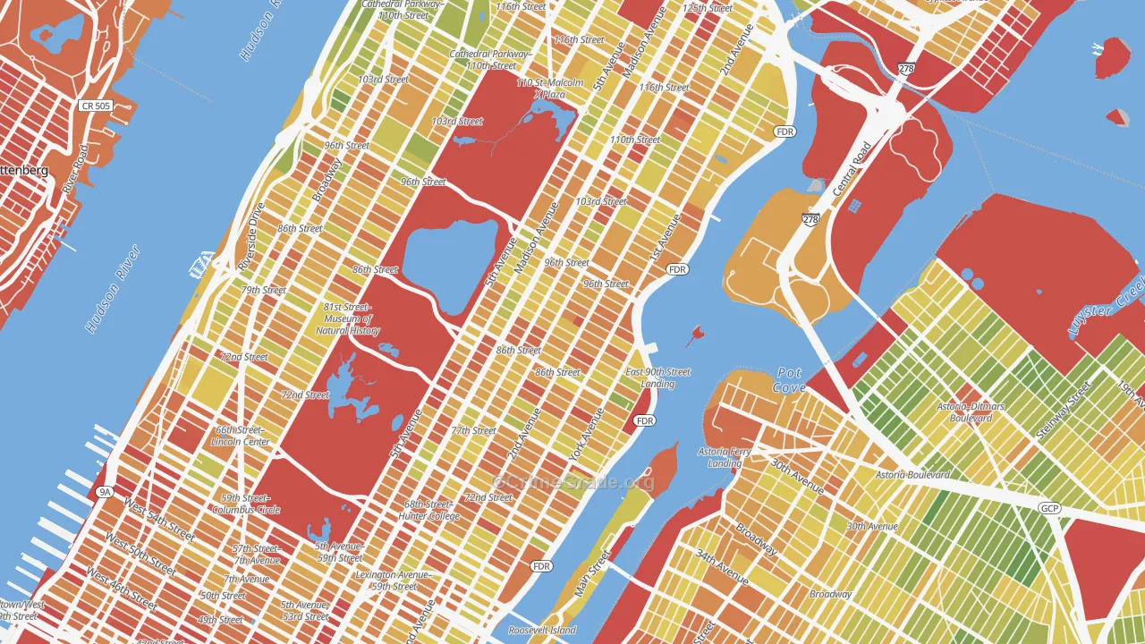 10128, NY Map of Drug-Related Crime Rates