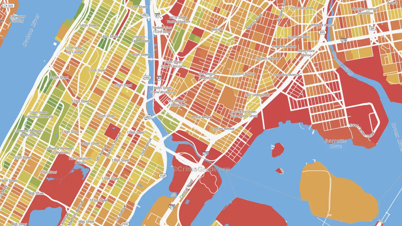 10454, NY Map of Drug-Related Crime Rates