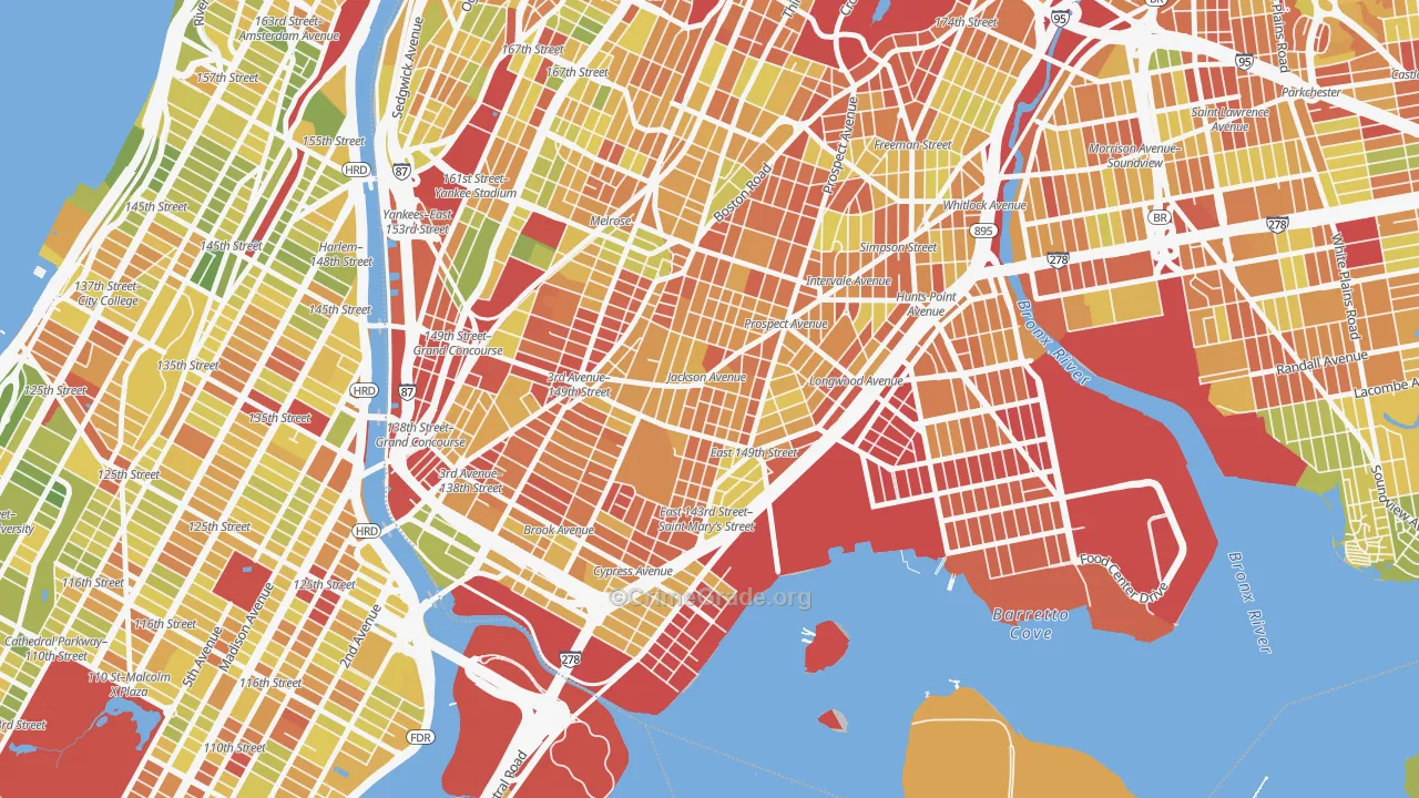10455, NY Map of Drug-Related Crime Rates