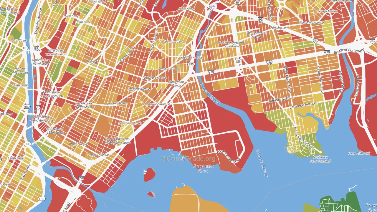 10474, NY Map of Drug-Related Crime Rates