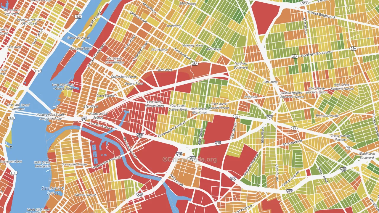 11104, NY Map of Drug-Related Crime Rates