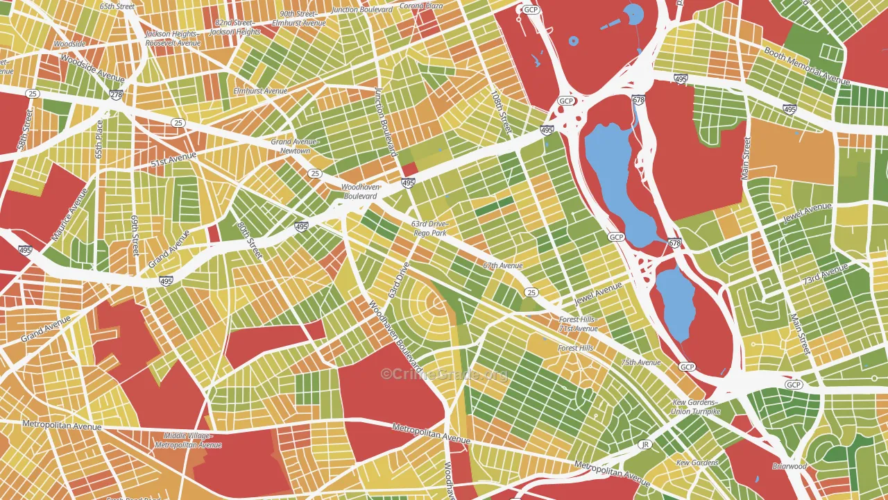 11374, NY Map of Drug-Related Crime Rates