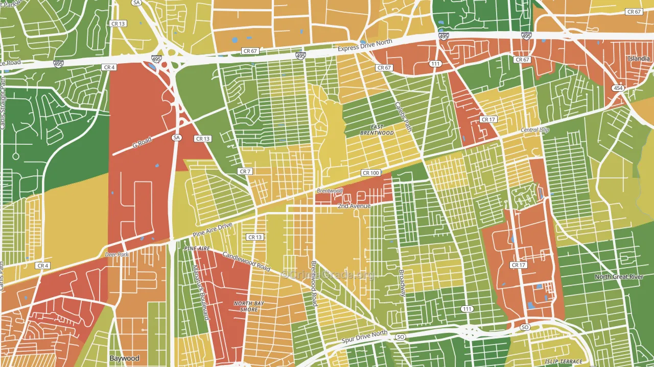 11717, NY Map of Drug-Related Crime Rates