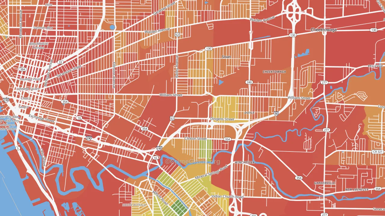 14206, NY Map of Drug-Related Crime Rates
