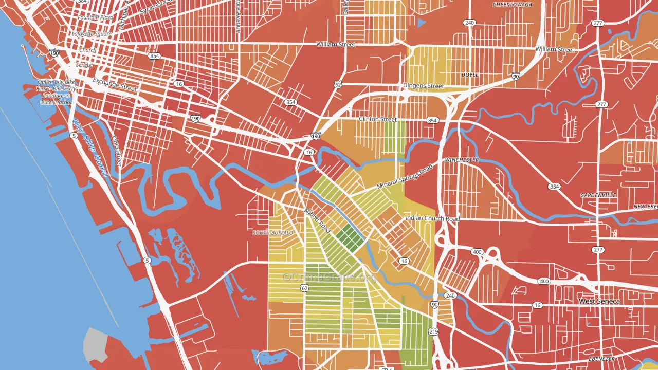 14210, NY Map of Drug-Related Crime Rates