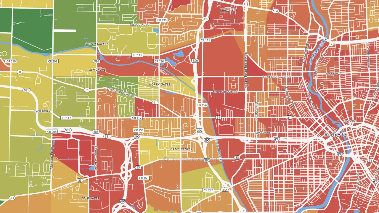 14606, NY Map of Drug-Related Crime Rates