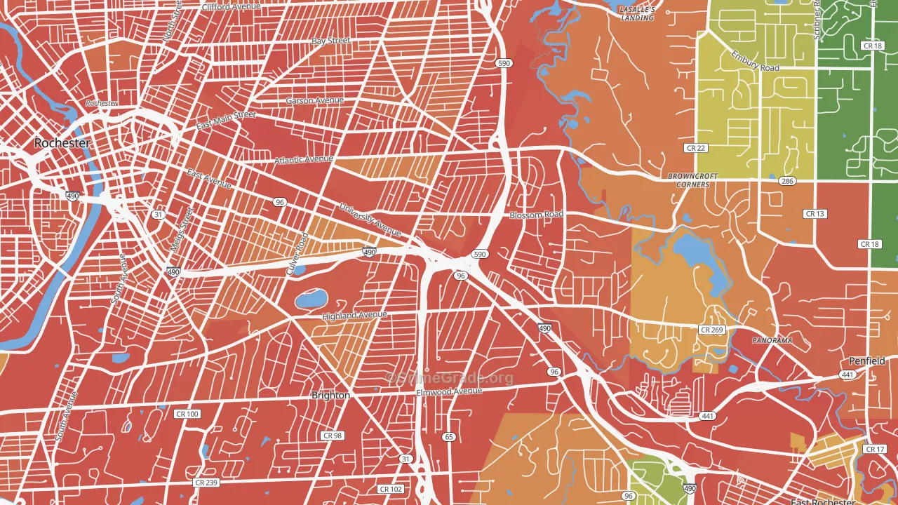 14610, NY Map of Drug-Related Crime Rates