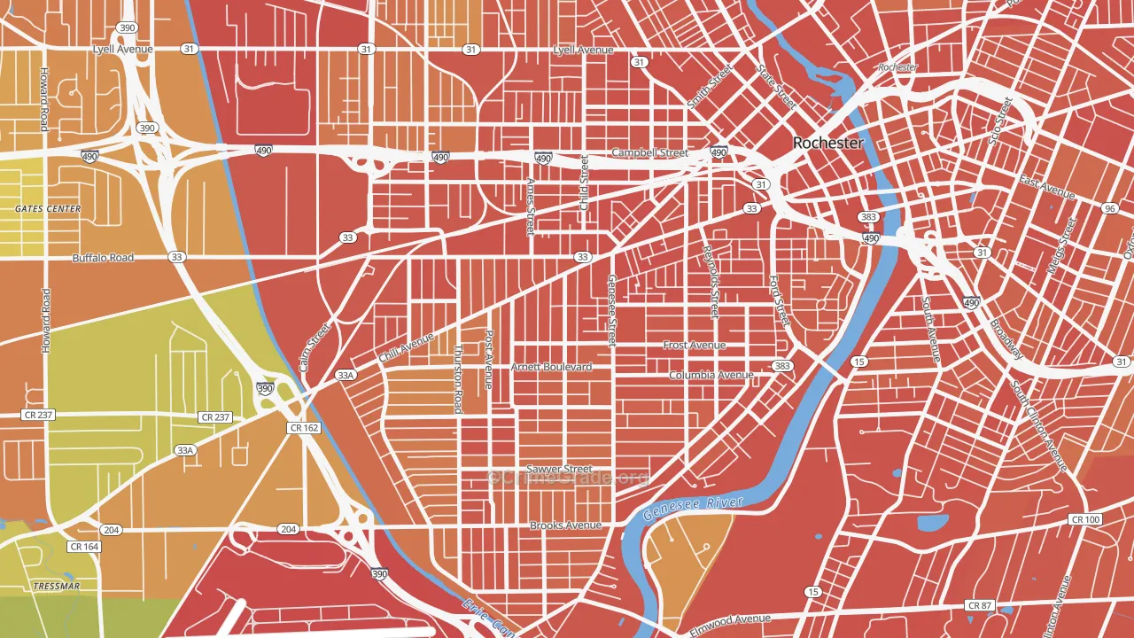 14611, NY Map of Drug-Related Crime Rates
