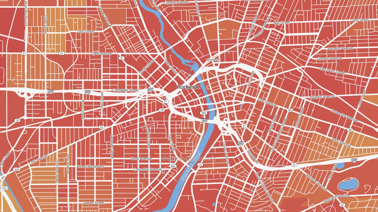 14614, NY Map of Drug-Related Crime Rates