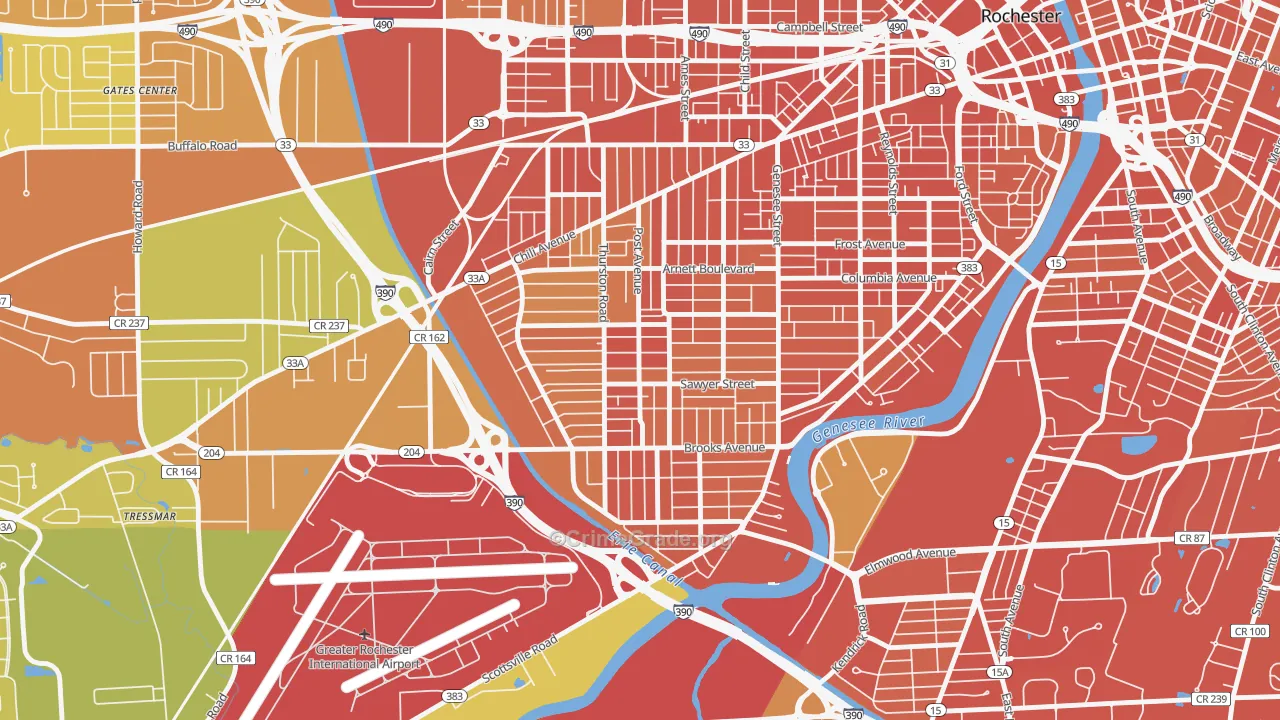 14619, NY Map of Drug-Related Crime Rates