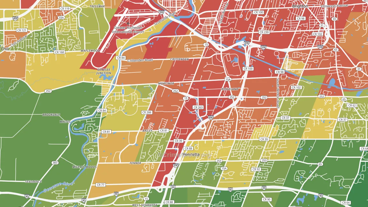 14623, NY Map of Drug-Related Crime Rates