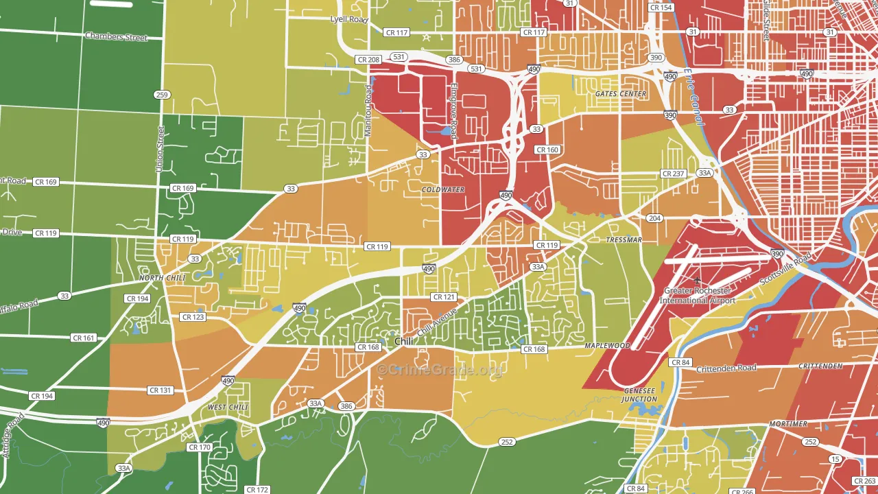 14624, NY Map of Drug-Related Crime Rates