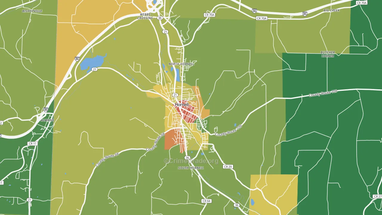 14843, NY Map of Drug-Related Crime Rates