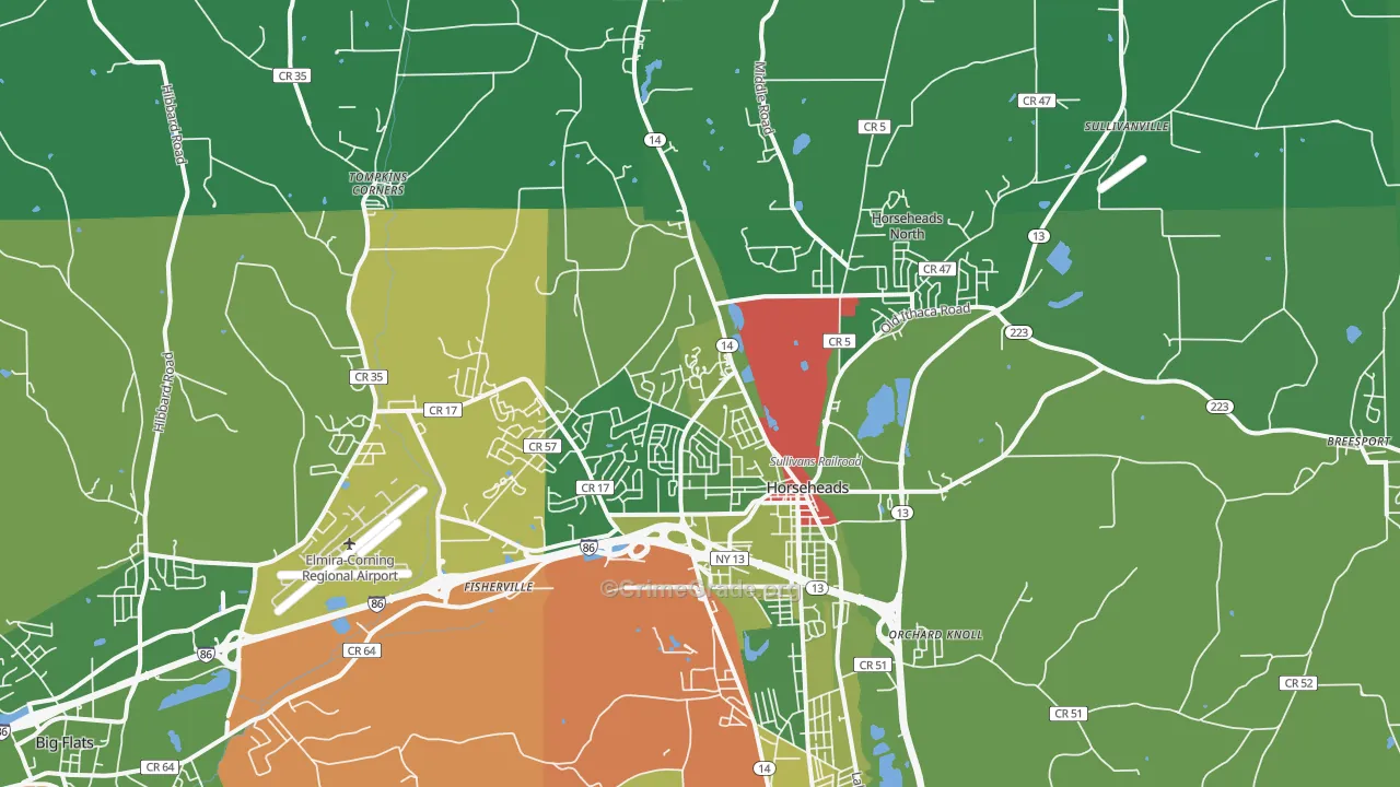 14845, NY Map of Drug-Related Crime Rates