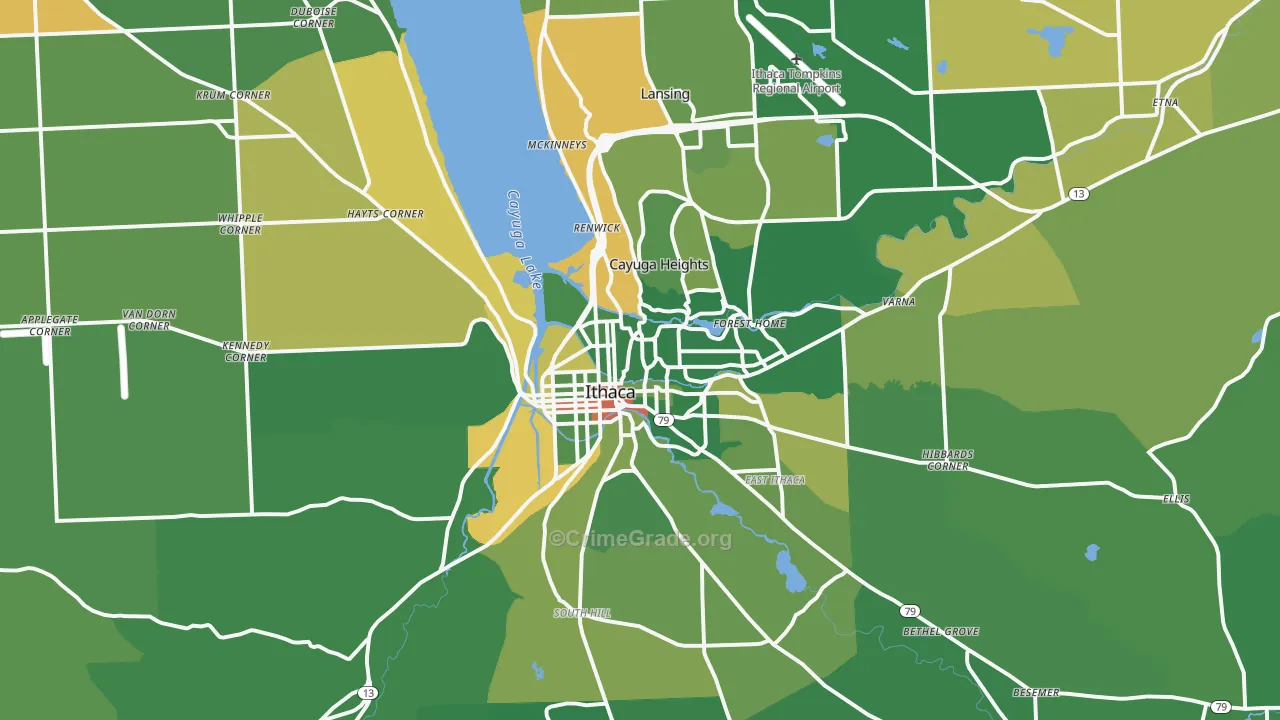 14850, NY Map of Drug-Related Crime Rates