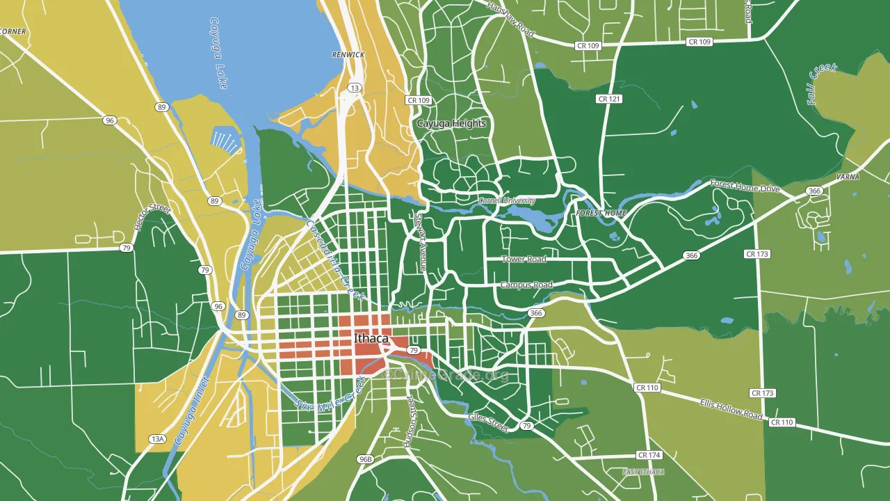 14853, NY Map of Drug-Related Crime Rates