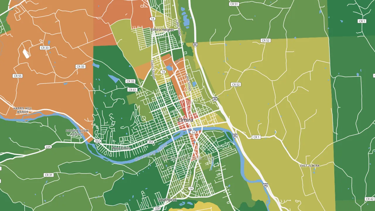 14901, NY Map of Drug-Related Crime Rates