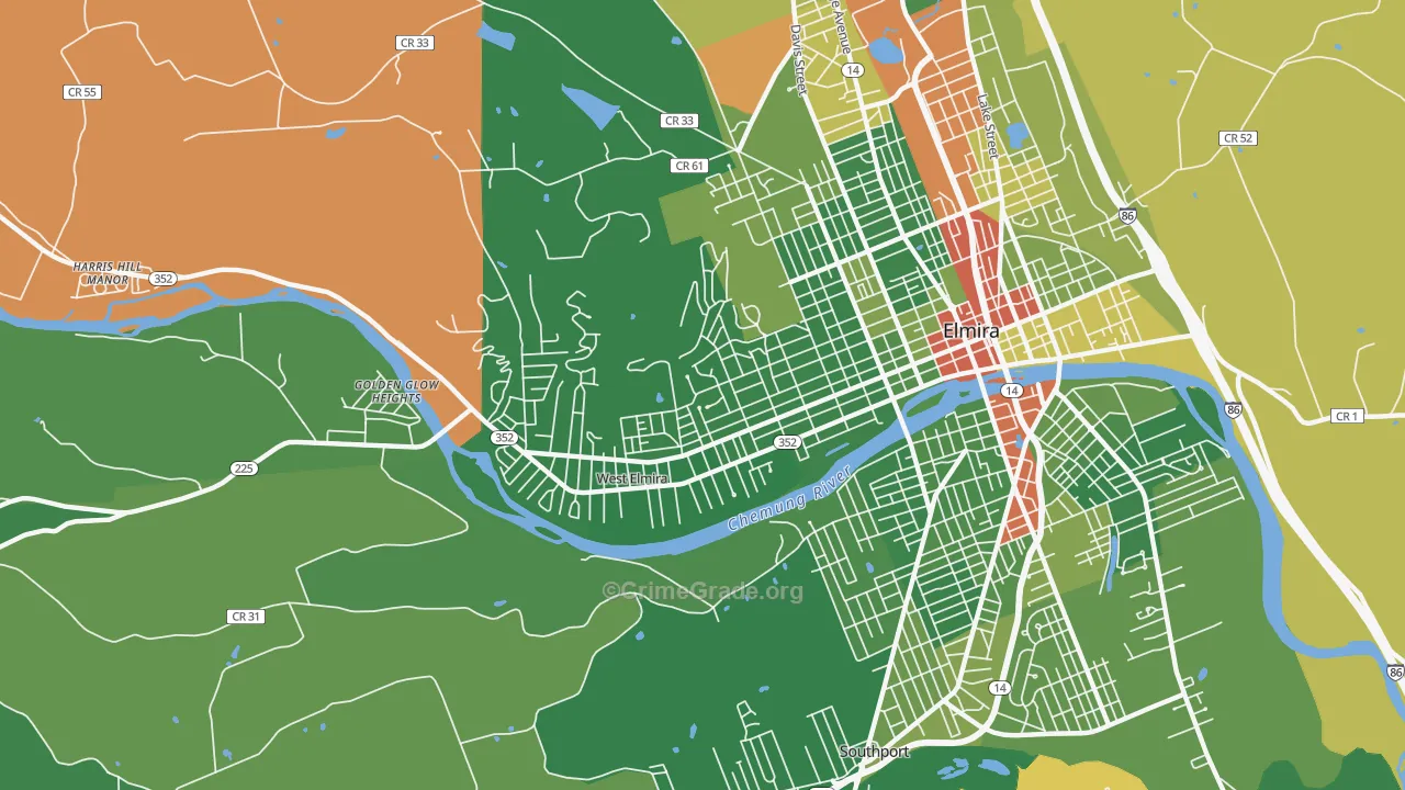 14905, NY Map of Drug-Related Crime Rates