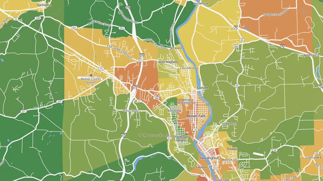 15010, PA Map of Drug-Related Crime Rates