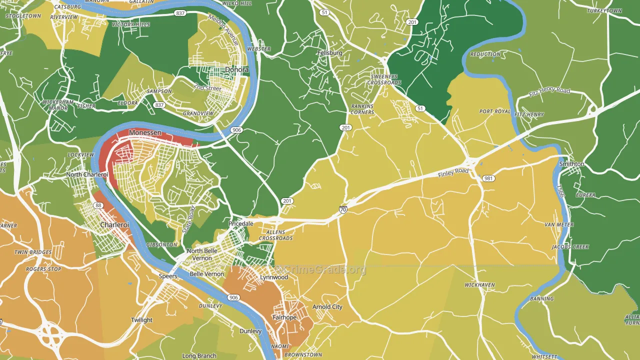 15012, PA Map of Drug-Related Crime Rates