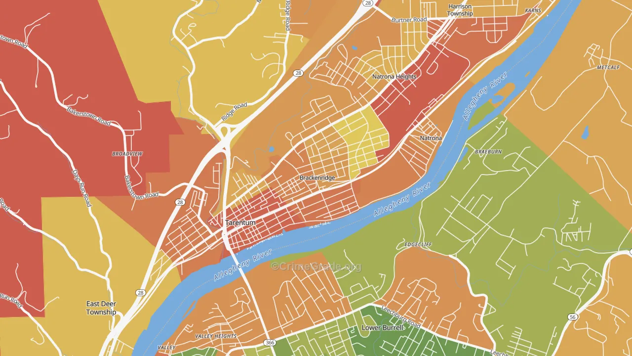 15014, PA Map of Drug-Related Crime Rates