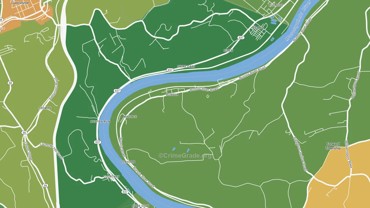 15020, PA Map of Drug-Related Crime Rates