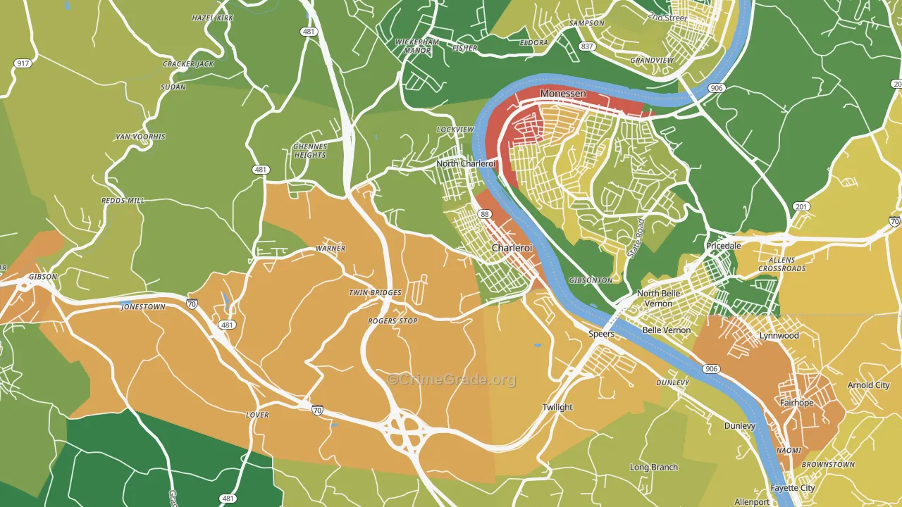 15022, PA Map of Drug-Related Crime Rates