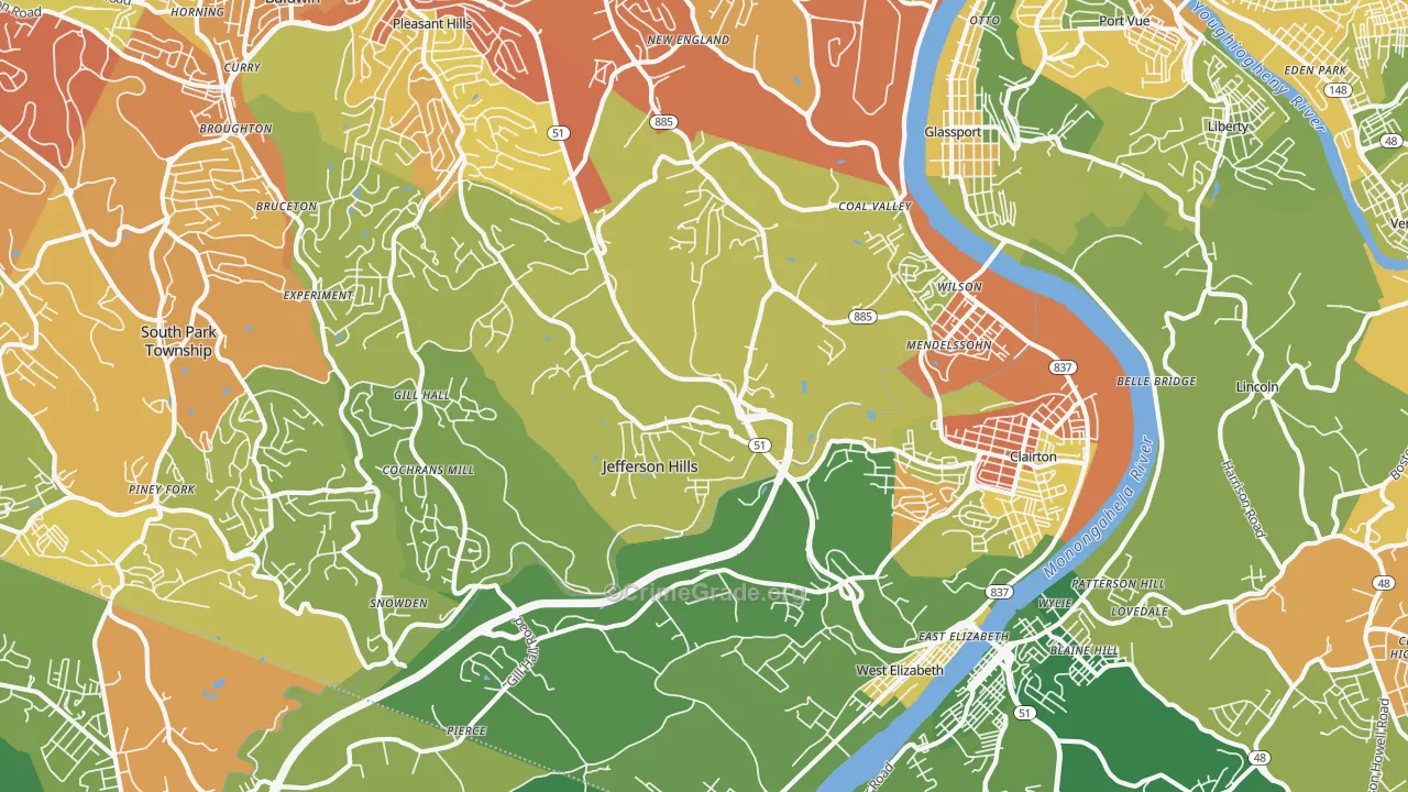 15025, PA Map of Drug-Related Crime Rates