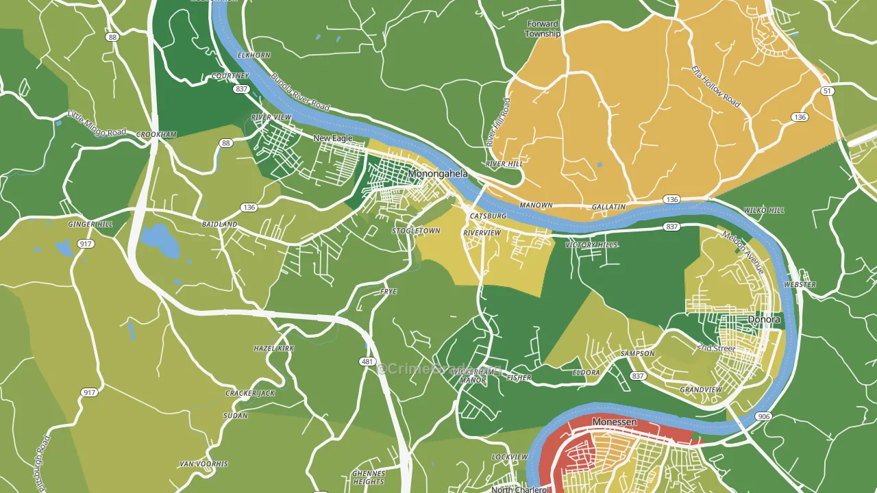 15063, PA Map of Drug-Related Crime Rates