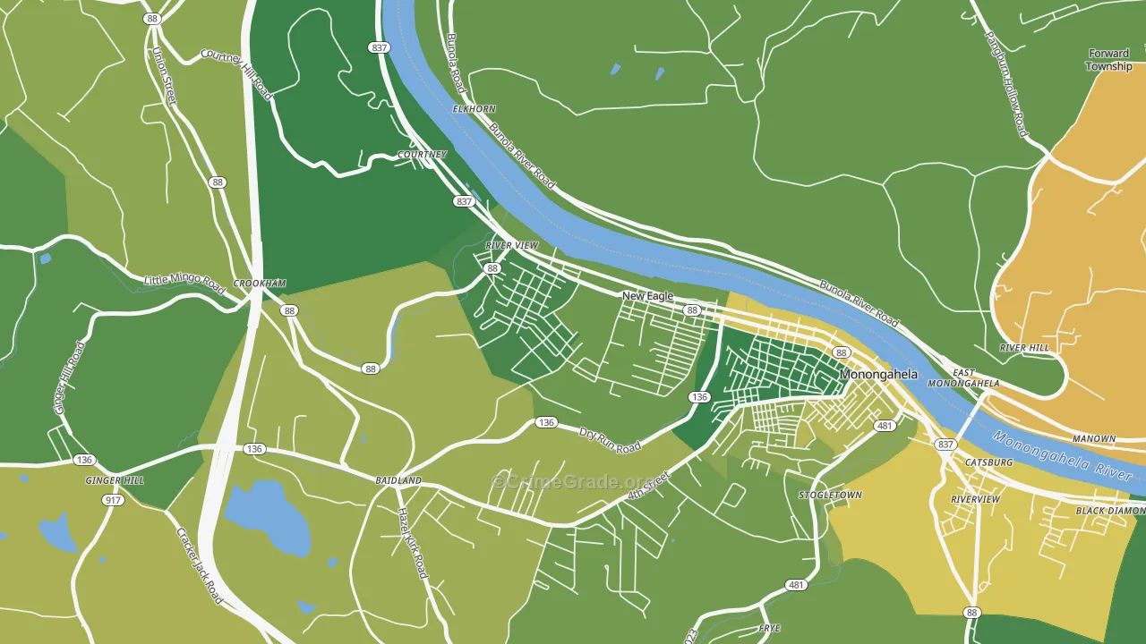 15067, PA Map of Drug-Related Crime Rates