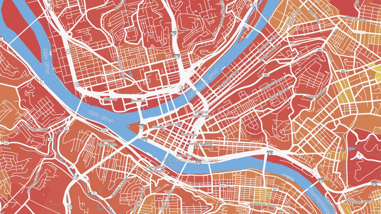 15222, PA Map of Drug-Related Crime Rates