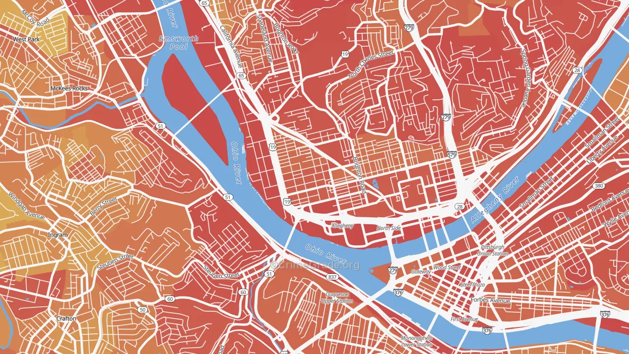15233, PA Map of Drug-Related Crime Rates