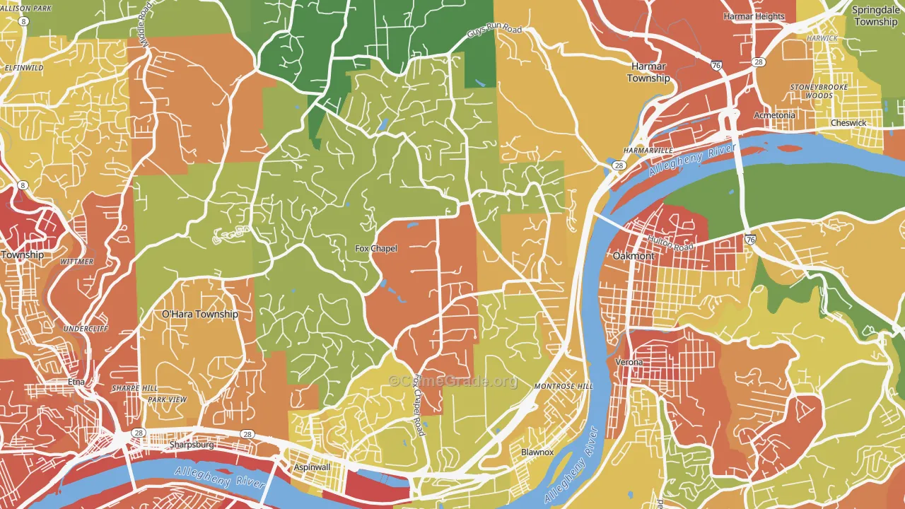15238, PA Map of Drug-Related Crime Rates