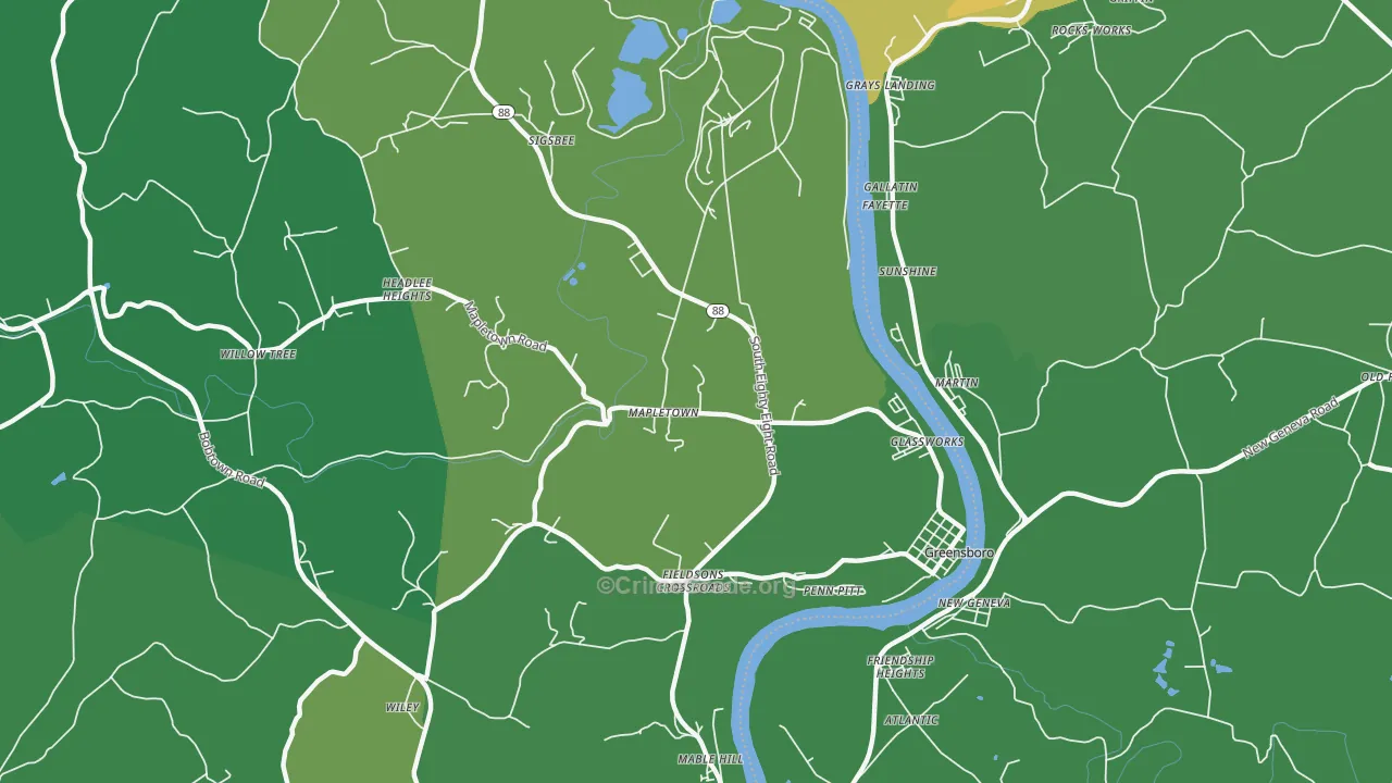 15338, PA Map of Drug-Related Crime Rates