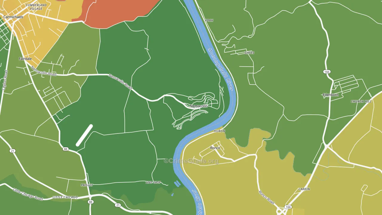 15351, PA Map of Drug-Related Crime Rates