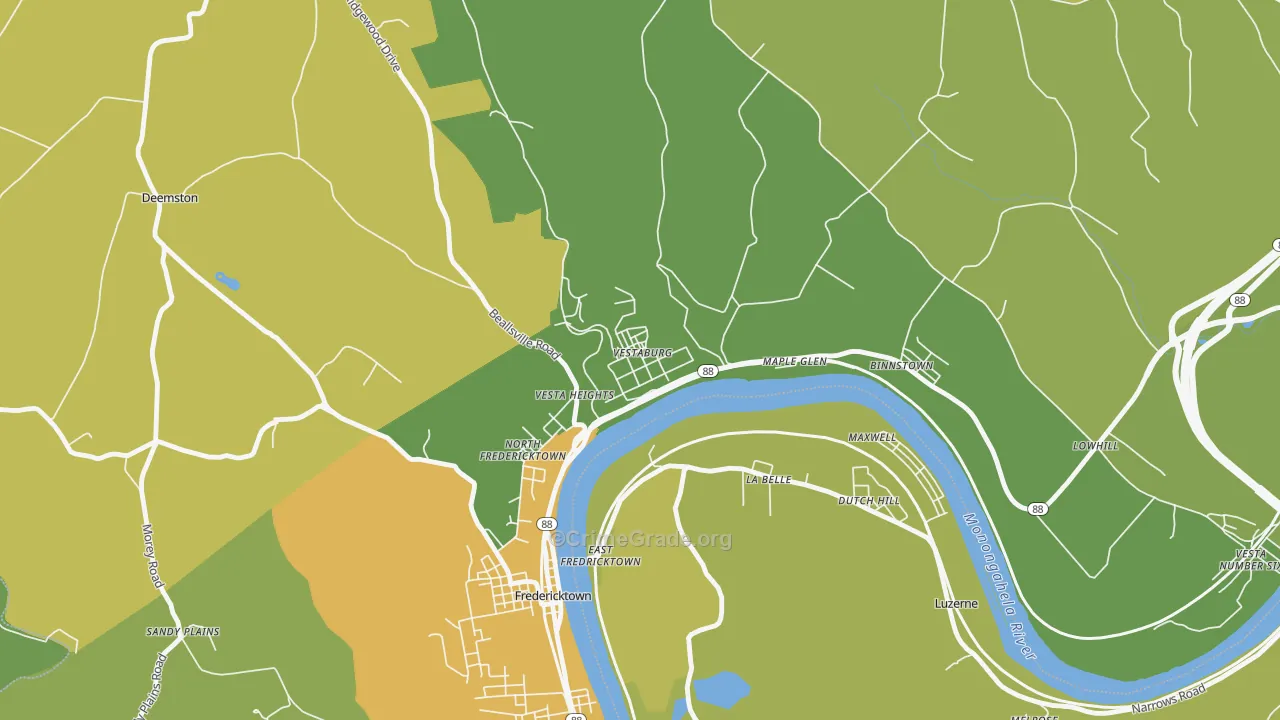 15368, PA Map of Drug-Related Crime Rates