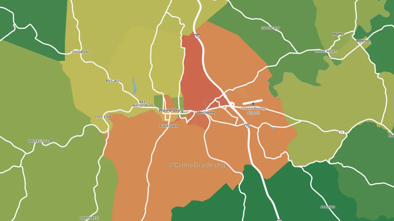 15370, PA Map of Drug-Related Crime Rates