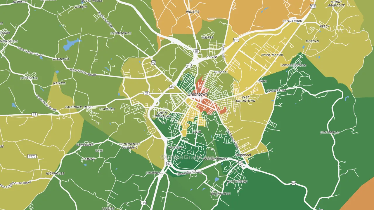 15401, PA Map of Drug-Related Crime Rates