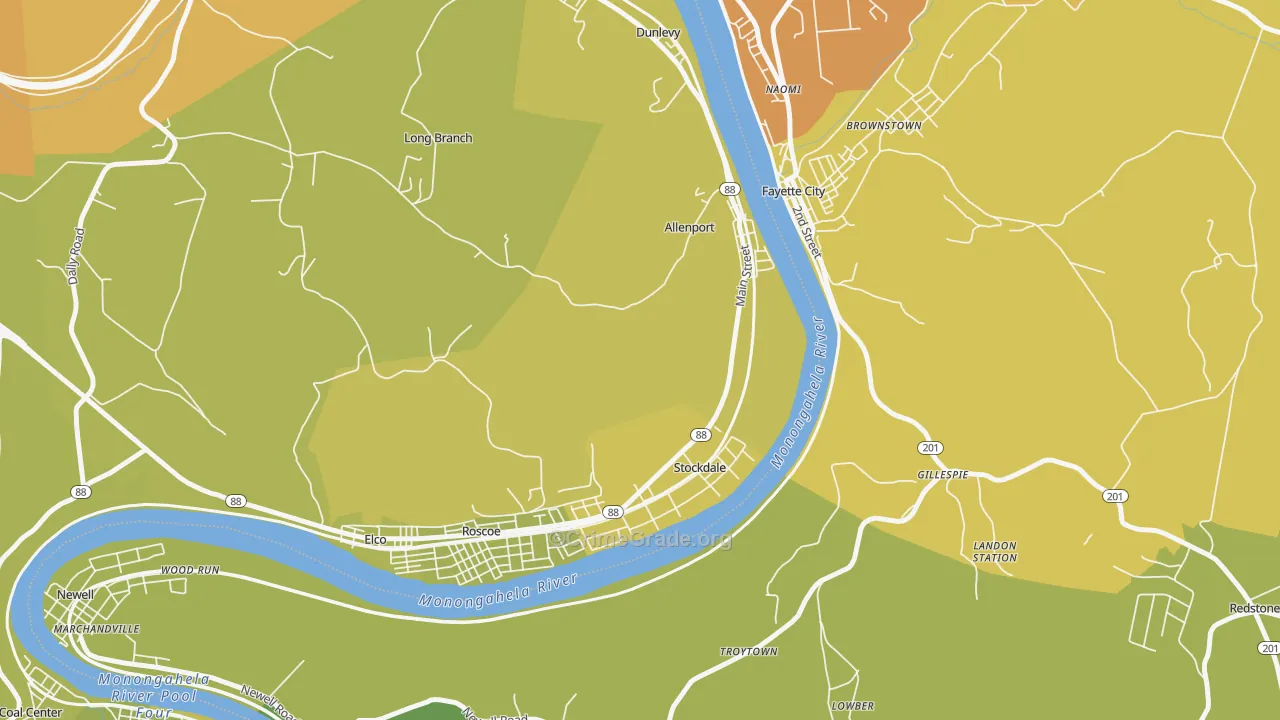 15412, PA Map of Drug-Related Crime Rates