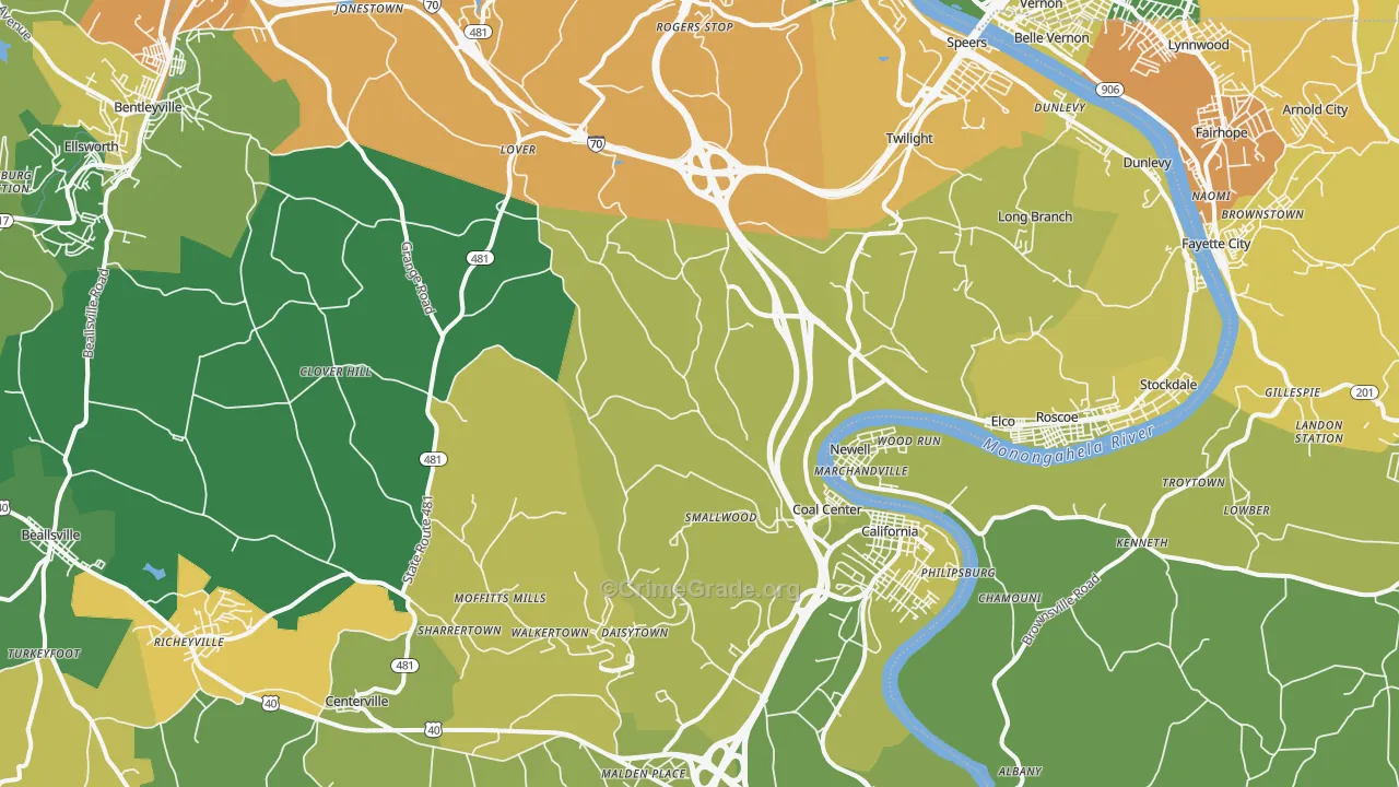 15423, PA Map of Drug-Related Crime Rates