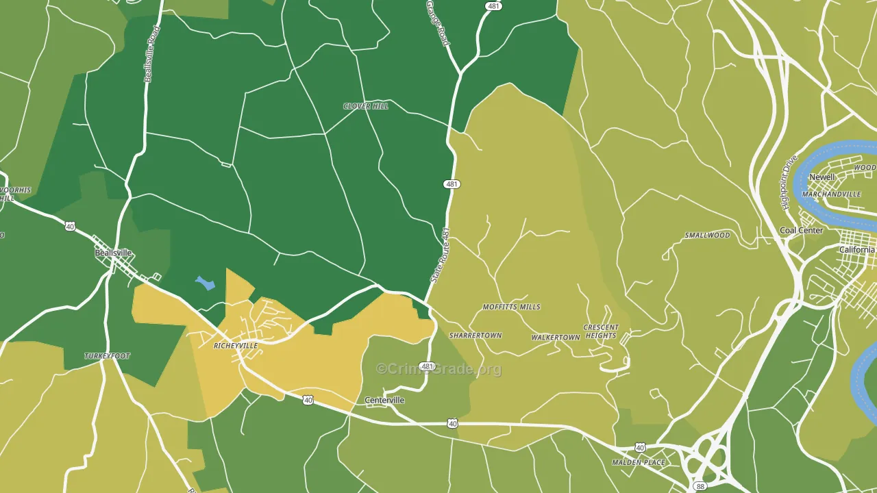 15427, PA Map of Drug-Related Crime Rates